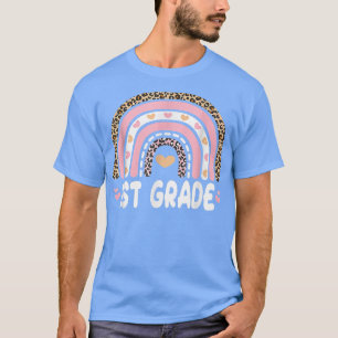 Camiseta De Volta À Escola 1rua Grau Arco-Íris Leopardo Cor