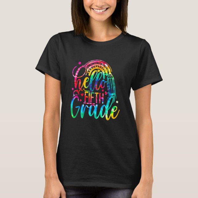 Camiseta De Volta À Escola Alô, Arco-Íris Do Quinto Grau, T (Frente)