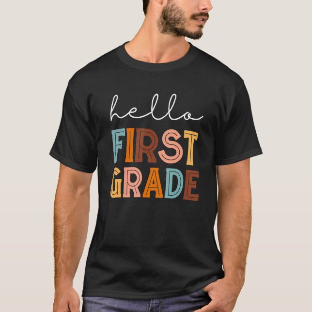 Camiseta De Volta À Escola Alô Professores Do Primeiro Ano  (Frente)