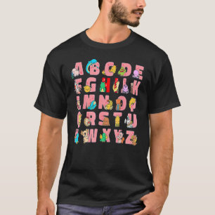 Camiseta De Volta À Escola Alphabet Pre K Kindergarten Te