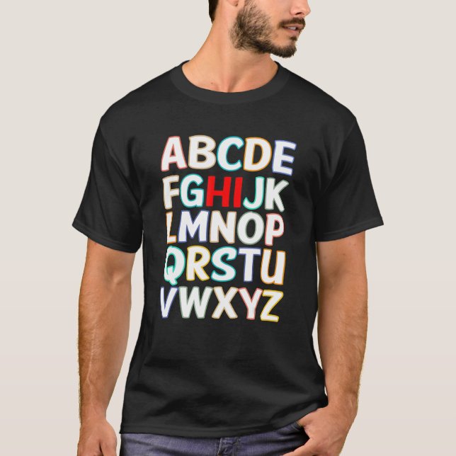 Camiseta De Volta À Escola Alphabet Pre K Kindergarten Teac (Frente)