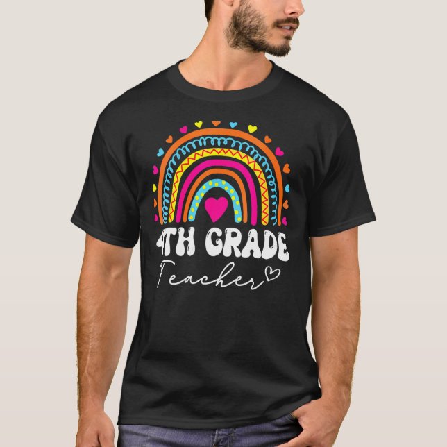 Camiseta De Volta À Escola Arco-Íris 4.º Grau Teac (Frente)