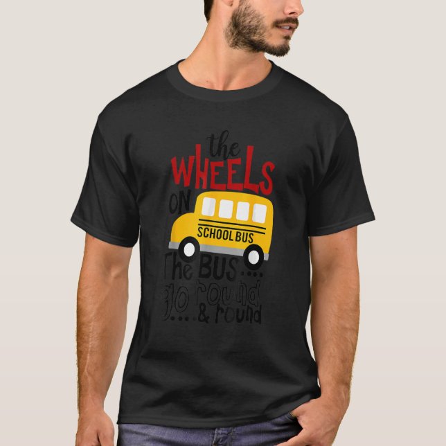Camiseta De Volta À Escola As RODAS Nas Crianças De Ônibus (Frente)