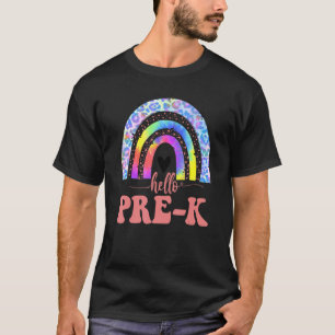 Camiseta De Volta À Escola Boho Rainbow Hello Pre K