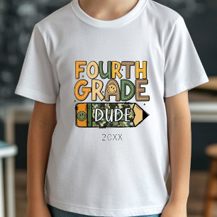 Camiseta De volta à escola Camo Boy T-Shirt do 4º ano