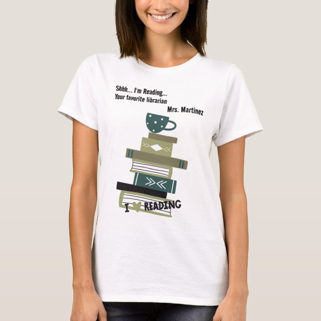 Camiseta De volta à Escola de Amor Lendo Diversão Bibliotec (Frente)