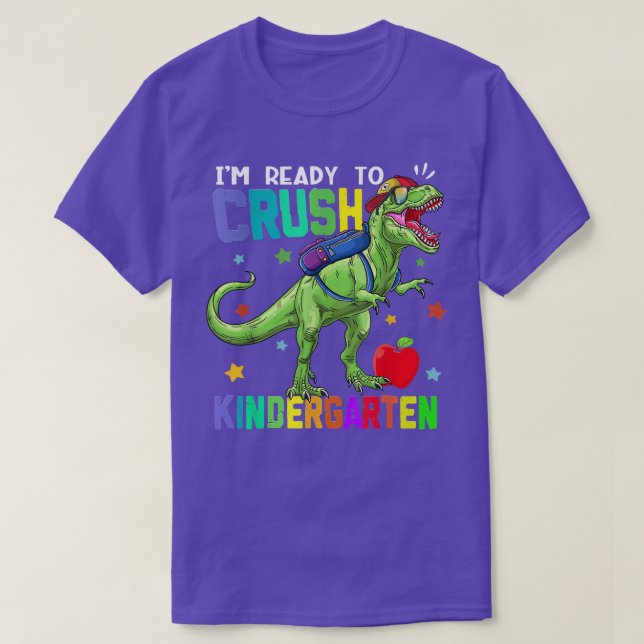 Camiseta De Volta À Escola Dinossauros Estou Pronto Para Es (Frente do Design)