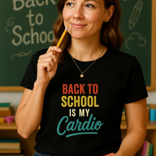 Camiseta De volta à escola é meu professor de Cardio; Hustl (Criador carregado)