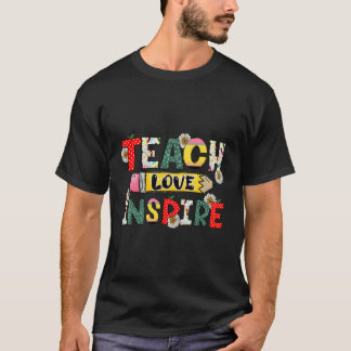 Camiseta De Volta À Escola Ensinar Amor Inspira Professores