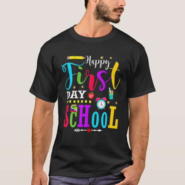 Camiseta De Volta À Escola Estudante Feliz Primeiro Dia De (Frente)