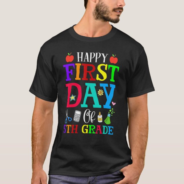 Camiseta De Volta À Escola Feliz Primeiro Dia Da 5 (Frente)