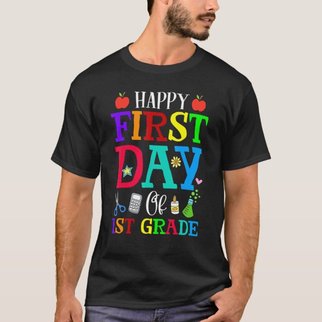 Camiseta De Volta À Escola Feliz Primeiro Dia Da rua (Frente)