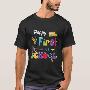Camiseta De Volta À Escola Feliz Primeiro Dia De Estudo Leg
