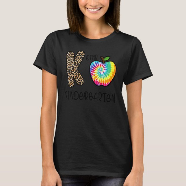 Camiseta De Volta à Escola K é para Maternal Leopardo Tie D (Frente)