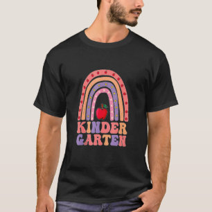 Camiseta De Volta À Escola Kinder Garten Apple Rainbow