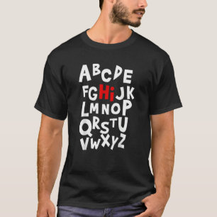 Camiseta De Volta À Escola Letras De Alfabeto Para Mulheres