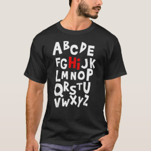 Camiseta De Volta À Escola Letras De Alfabeto Para Mulheres