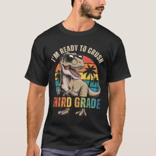 Camiseta De Volta à Escola Menino Dinossauro Estou Pronto P