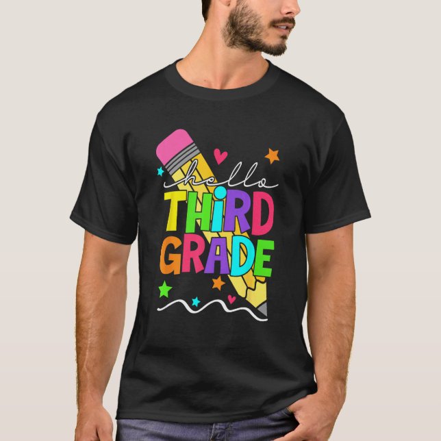 Camiseta De Volta à Escola Olá 3º Terceiro Ano Lápis Profes (Frente)