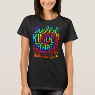 Camiseta De Volta à Escola Olá Jardim de Infância Tie Dye P