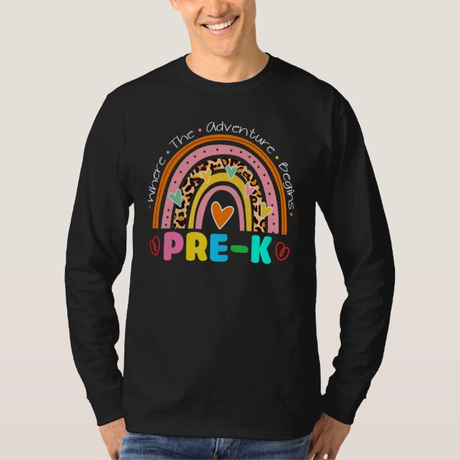 Camiseta De Volta à Escola Onde a Aventura Começa Arco-íris (Frente)