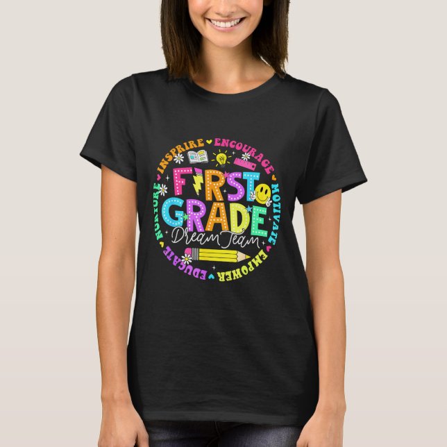 Camiseta De volta à escola primeiro ano time dos sonhos pro (Frente)