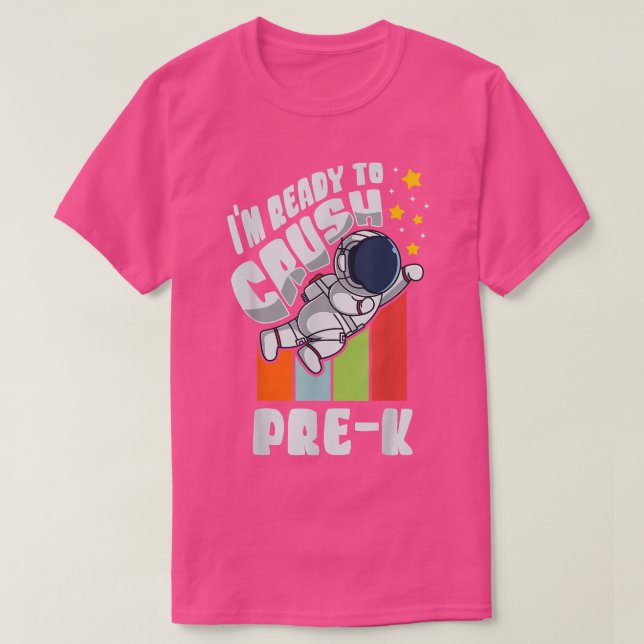 Camiseta De volta à escola - Primeiro dia de astronauta pré (Frente do Design)