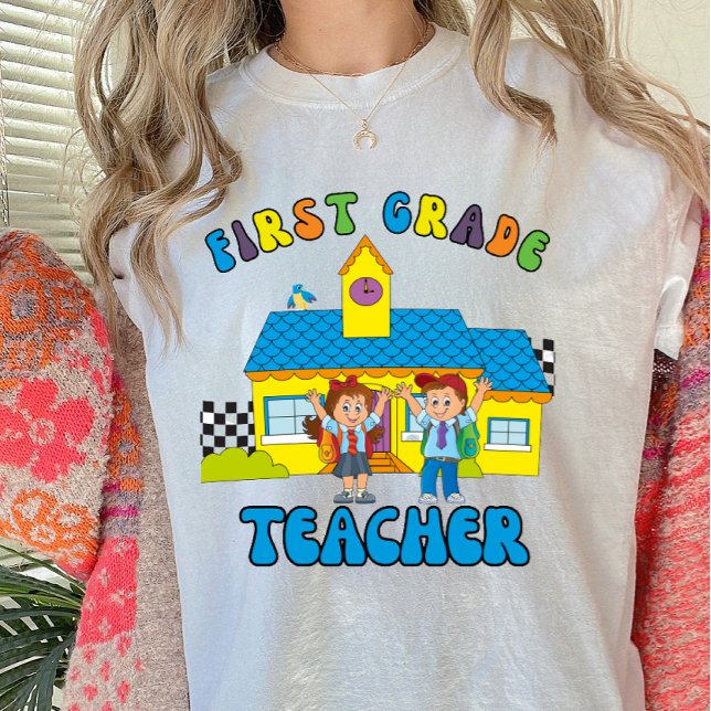 Camiseta De volta à escola, professor de primeiro grau (Criador carregado)