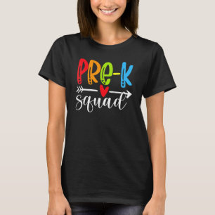 Camiseta De Volta À Escola Professora Pré-K Em Esquadrão Cr