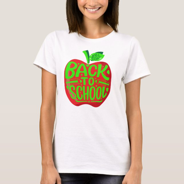 Camiseta De volta à escola Professores Red Green Apple T-Sh (Frente)