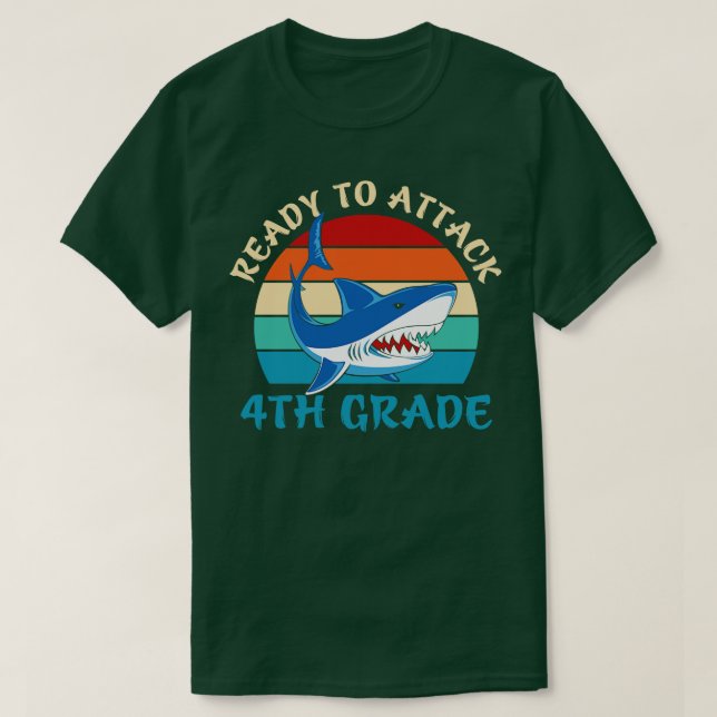 Camiseta De volta à escola pronta para atacar o 4º ano (Frente do Design)
