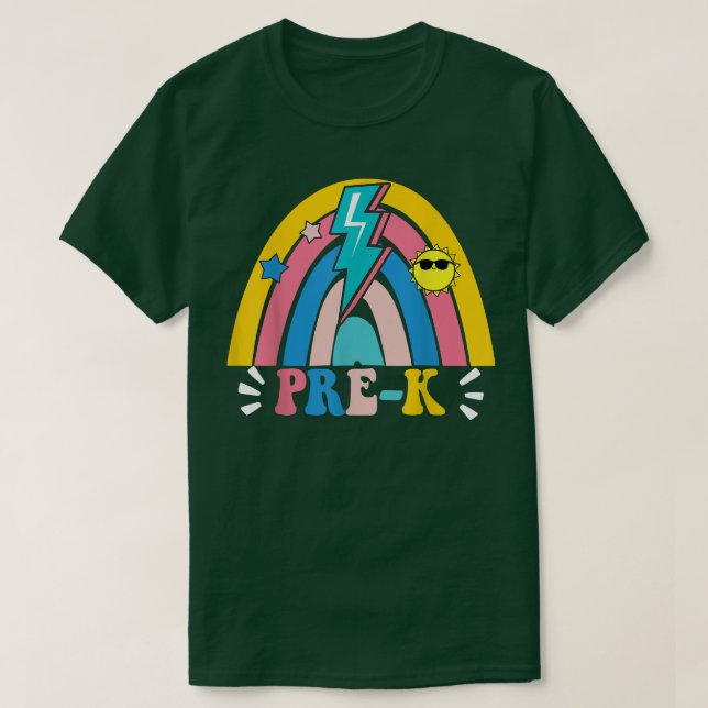 Camiseta De Volta À Escola Rainbow Prek Professora Crianças (Frente do Design)