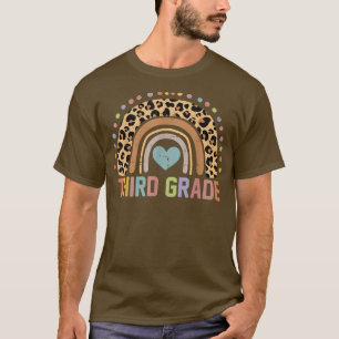 Camiseta De Volta À Escola Terceiro Grau Arco-Íris Leopardo