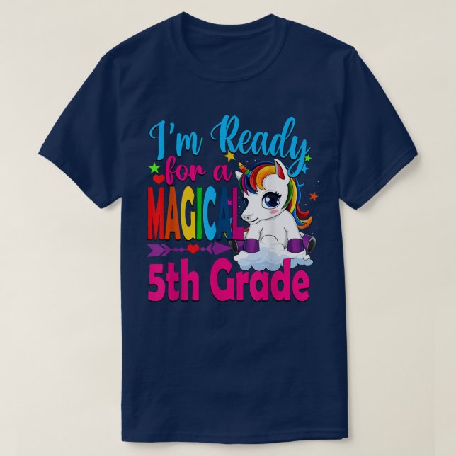 Camiseta De volta à escola Unicórnio pronto para Formando m (Frente do Design)