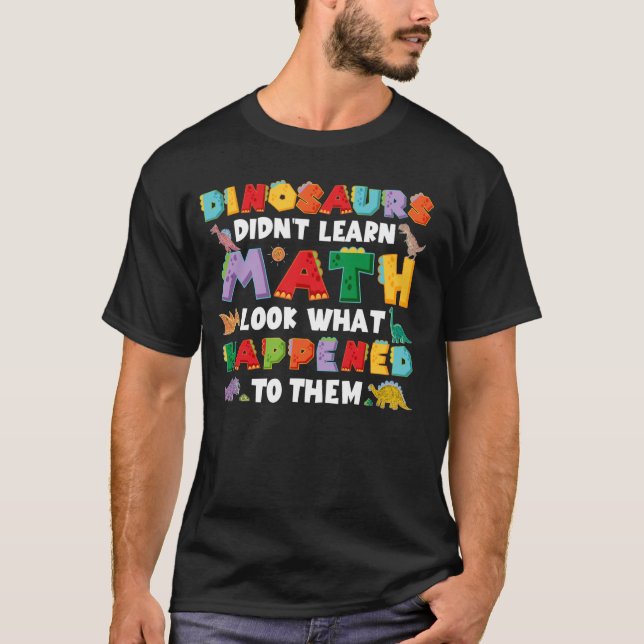 Camiseta De volta à piada escolar Dinossauros Matemáticos (Frente)