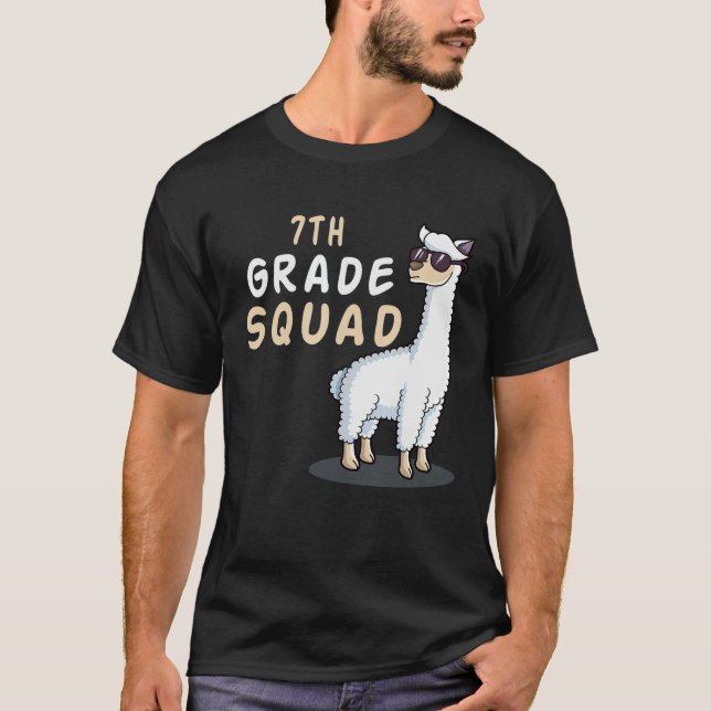 Camiseta De volta à quadra 7 da escola no 7º ano Llama (Frente)