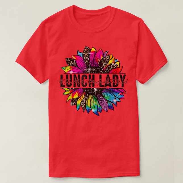 Camiseta De Volta Ao Almoço Da Escola Lady Sunflower Lepard (Frente do Design)