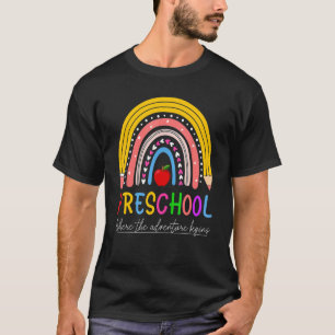 Camiseta De Volta Ao Arco-Íris De Pré-Escolas Onde O Aventu