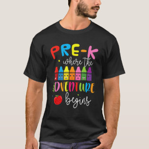 Camiseta De Volta Ao Pré K Escolar Onde A Aventura Começa A