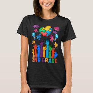 Camiseta De Volta Ao segundo Da Escola Quebra-cabeça Autism