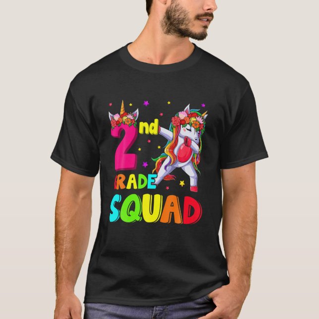 Camiseta De Volta Ao Segundo Escolar Grau Unicórnio Dabbing (Frente)