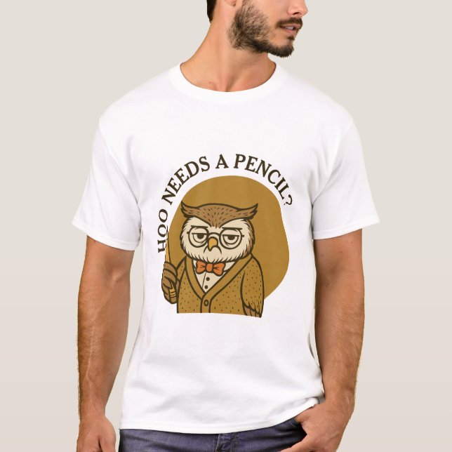 Camiseta De volta às aulas - coruja fofa - hoo precisa de u (Frente)
