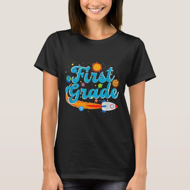 Camiseta De volta às aulas professor de espaço sideral prim (Frente)