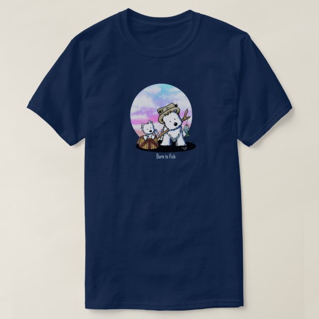 Camiseta de Westies de Pesca (Frente do Design)