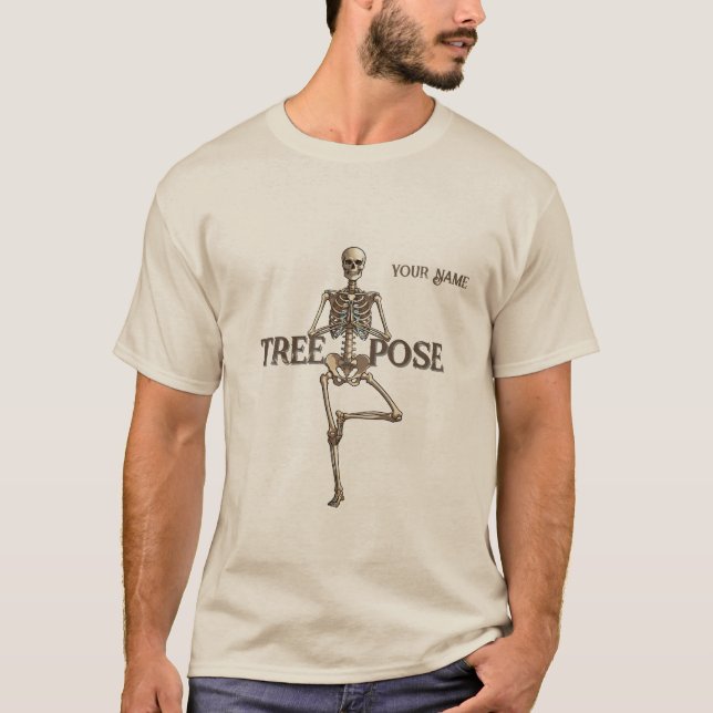 Camiseta de Yoga da Pose da Árvore do Esqueleto En (Frente)