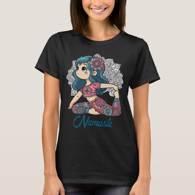Camiseta de yoga de menina fofa (Frente)