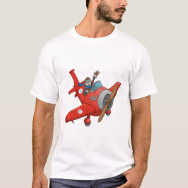 Camiseta De zwaaiende piloot in het rode vliegtuig
