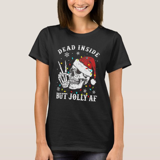 Camiseta Dead Inside But Christmas Skeleton Christmas Xmas (Frente)
