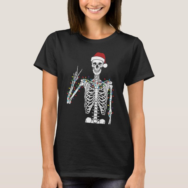 Camiseta Dead-Inside But Jolly AF Skeleton Christmas Funny  (Frente)