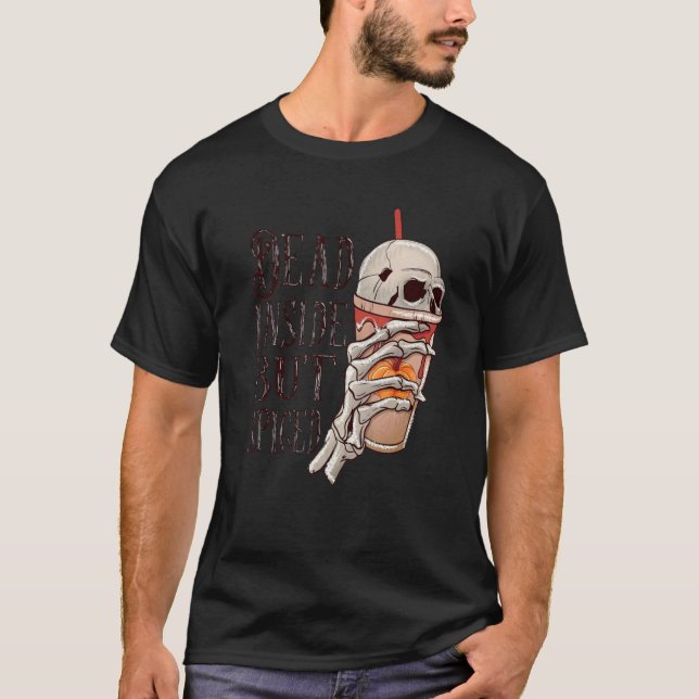 Camiseta Dead Inside Halloween Latte International Coffee D (Frente)